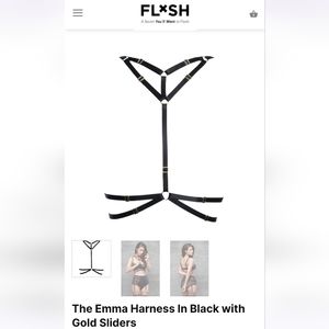 The Emma Harness In Black with Gold Sliders